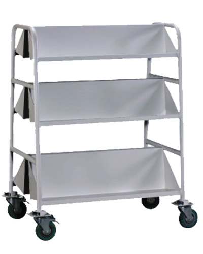 Double Sided Book Trolley with 3 Slanting Shelves